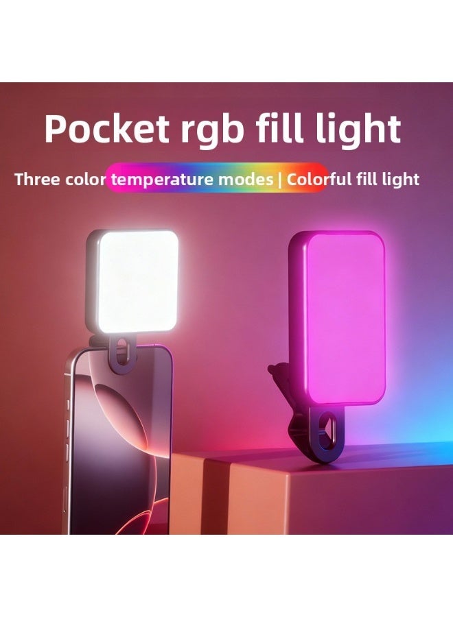 مصباح جيب، مصباح مقبض هاتف ميني – مصباح جو RGB ثلاثي الألوان مخصص للمنتجين، مصباح إضافي تصوير محمول - Image 1